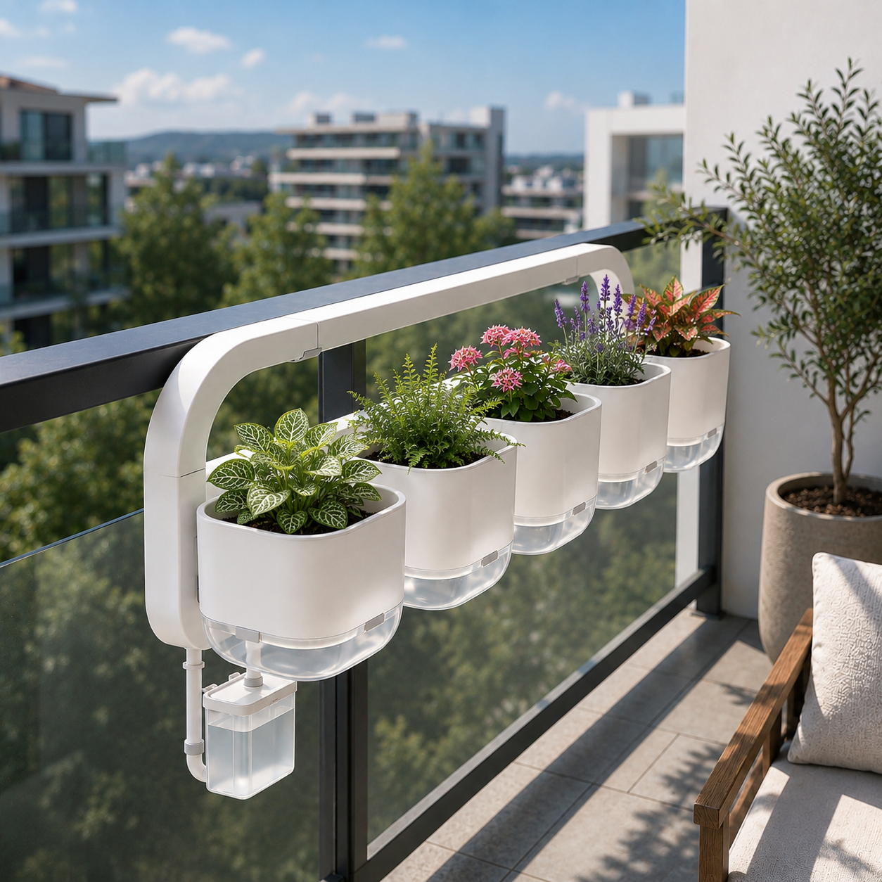 Balcony Railing Self‑Watering Hanging Planter