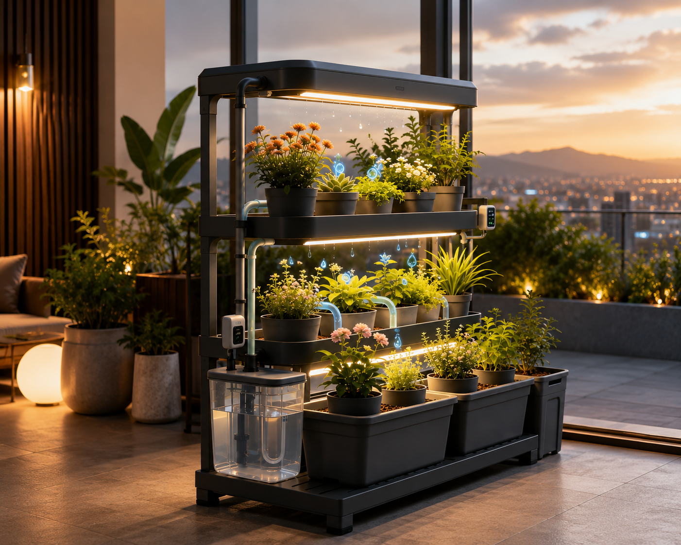Multi‑Tier Smart Hydroponic Grow Rack
