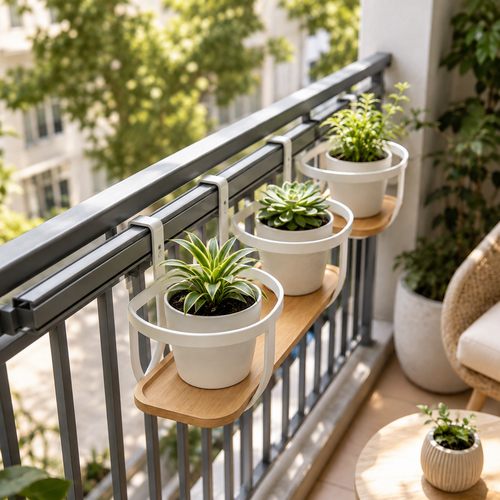 Balcony Railing Hanging Plant Shelf