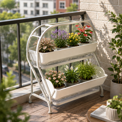 Double‑Tier Inclined Floor Plant Stand