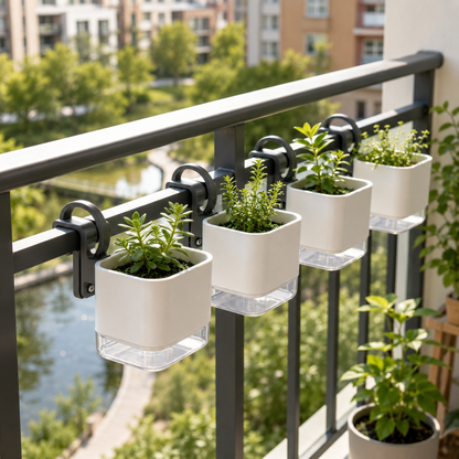 Railing Clip‑On Hanging Self‑Watering Planter Pot